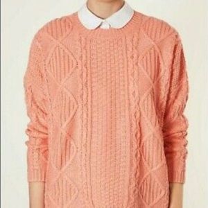 Peach Topshop Cable Knit Sweater